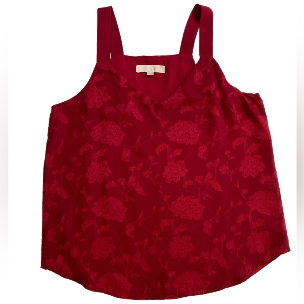 Red sleeveless burnout fabric top